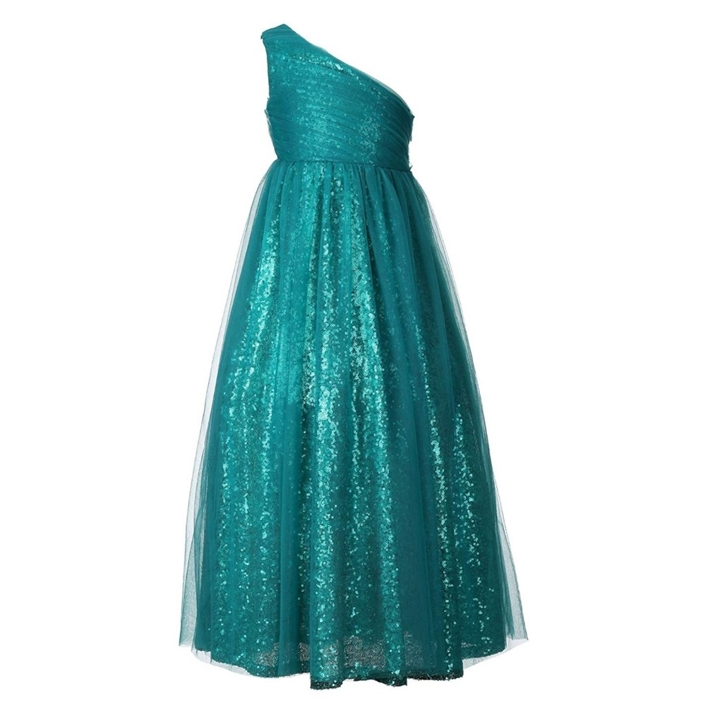 One Shoulder Girls Formal Sequin Dress